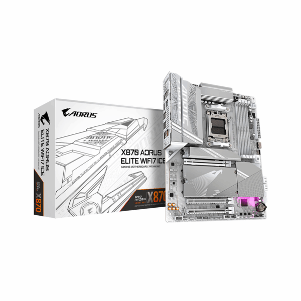 Placa Madre Gigabyte X870 AORUS Elite Wi-Fi 7 ICE, Socket AM5, 4xDDR5, 4xM.2 PCIe, ATX