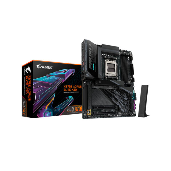 X870E A ELITE X Placa madre Aorus, AM5, ATX, 4 DIMM DDR5, PCIe 5.0, 2x M.2, WIFI 7 - Bluetooth 5.4, X3D Turbo Mode 2.0, D5 Bionic Corsa, Q-Flash Plus