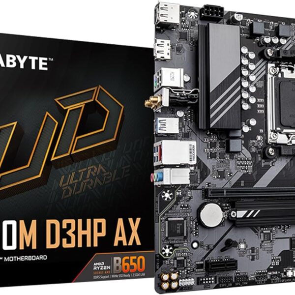 Placa Madre Gigabyte B650M D3HP AX AMD, AM5, Micro-ATX, DDR5, 4 DIMM, Wifi 6E